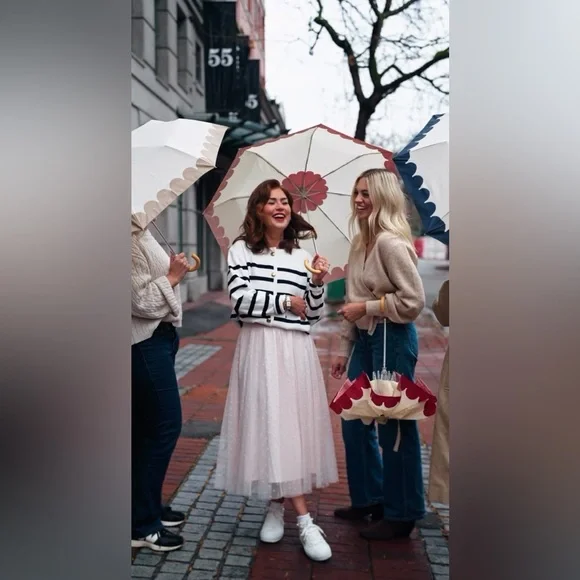 Jilly Box Navy Umbrella with Wooden Handle - Picture 6 of 6